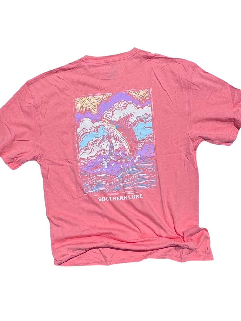 Southern Lure Salmon color Marlin Graphic Illustration Tee